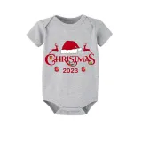 2023 Christmas Matching Family Pajamas Exclusive Design Christmas Couple Reindeer Gray Short Pajamas Set