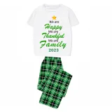 2023 Christmas Matching Family Pajamas We Are Happy Thanksful Family Green Short Pajamas Set