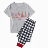2023 Christmas Matching Family Pajamas Exclusive Christmas Tree Gray Short Pants Pajamas Set