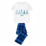 2023 Christmas Matching Family Pajamas Exclusive Christmas Tree Short Blue Pants Pajamas Set