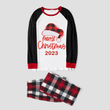 2023 Christmas Matching Family Pajamas Red Plaids Christmas Hat Merry Christmas Letter Multicolor Pajamas Set With Baby Pajamas