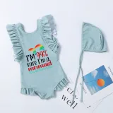 Girls Bathing Suits I'm 99% Sure I'm A Meimaid One Piece Ruffled Cuff Swimsuits