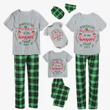 2023 Proud Member OF Naughty List White Christmas Green Short Set Matching Family Pajamas Set