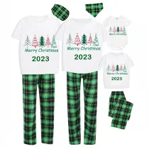 2023 Christmas Matching Family Pajamas Exclusive Merry Christmas Beatiful Tree Green Short Pajamas Set