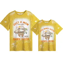 Mommy and Me Matching Clothing Top Sloth I Love You Mama Mini Tie Dyed Family T-shirts