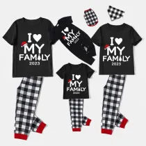 2023 Christmas Matching Family Pajamas Exclusive Design I Love My Family Gray Short Green Pants Pajamas Set