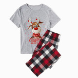 2023 Christmas Matching Family Pajamas Christmas Exclusive Design Deer Head Snowflake Merry Gray Short Christmas Pajamas Set