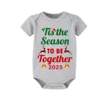 2023 Christmas Matching Family Pajamas Exclusive Design Merry Christmas Season Together Green Short Pajamas Set