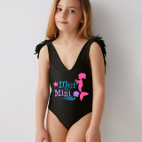 Mommy and Me Bathing Suits Mermama Mermini Feather Shoulder Backless Swimsuits