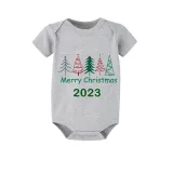 2023 Christmas Matching Family Pajamas Exclusive Merry Christmas Beatiful Tree Green Short Pajamas Set