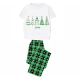 2023 Christmas Matching Family Pajamas Exclusive Christmas Tree Short Green Pants Pajamas Set