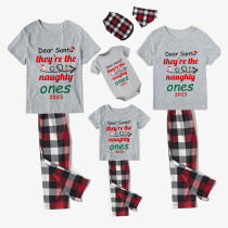 2023 Christmas Matching Family Pajamas Dear Santa They're The Naughty Ones Gray Short Pajamas Set