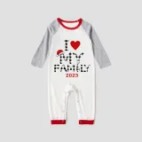 2023 Christmas Matching Family Pajamas Exclusive Design I Love My Family White Black Pants Pajamas Set