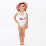 Mommy and Me Bathing Suits Love Watermelon Mama And Mini Flower Shoulder Backless Swimsuits