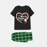 2023 Christmas Matching Family Pajamas Santa Heart Merry Xmas Black Short Pajamas Set