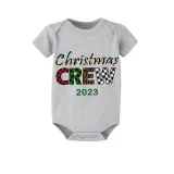 2023 Christmas Matching Family Pajamas Exclusive Design Printed Christmas Crew Green Short Pajamas Set