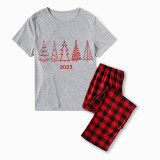 2023 Christmas Matching Family Pajamas Exclusive Christmas Tree Gray Short Pajamas Set