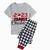 Christmas Matching Family Pajamas 2023 Family Christmas Hat Gray Short Pajamas Set