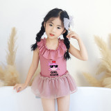 Girls Bathing Suits Girl Shark One Piece Lace Collar Swimsuits