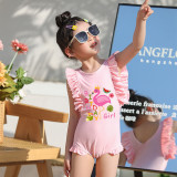 Girls Bathing Suits Birthday Girl One Piece Ruffled Cuff Swimsuits
