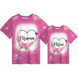 Mommy and Me Matching Clothing Top Flower Wreath Tie Dyed Family T-shirts
