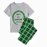 2023 Christmas Matching Family Pajamas Snowman let It Snow Green Short Pajamas Set