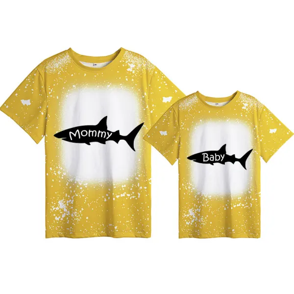Mommy and Me Matching Clothing Top Mommy Baby Shark Tie Dyed Family T-shirts