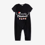 2023 Christmas Matching Family Pajamas Exclusive Design Antler Hat Family Christmas White Short Sleeve Pajamas Set