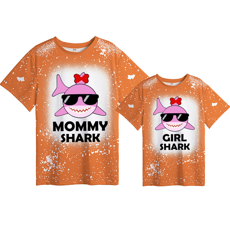 Mommy and Me Matching Clothing Top Mommy Girl Shark Tie Dyed Family T-shirts