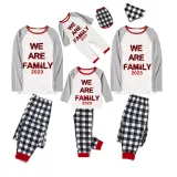 2023 We Are Family Christmas Matching Family Pajamas Black White Plaids Pants Set With Dog Pajamas
