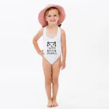 Mommy and Me Bathing Suits Cat I love You Mama And Mini Flower Shoulder Backless Swimsuits