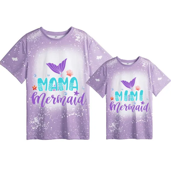 Mommy and Me Matching Clothing Top Mermaid Mama And Mini Tie Dyed Family T-shirts