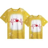 Mommy and Me Matching Clothing Top Heart Electrocardiogram Tie Dyed Family T-shirts