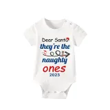 2023 Christmas Matching Family Pajamas Dear Santa They're The Naughty Ones Blue Short Pajamas Set