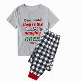 2023 Christmas Matching Family Pajamas Dear Santa They're The Naughty Ones Gray Short Pajamas Set