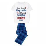 2023 Christmas Matching Family Pajamas Dear Santa They're The Naughty Ones Blue Short Pajamas Set