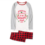 2023 Proud Member OF Naughty List White Christmas Red Plaids Pants Set Matching Family Pajamas Set