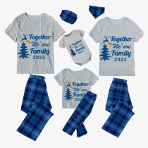 2023 Christmas Matching Family Pajamas Exclusive Family Together Flying Reindeer Blue Short Pajamas Set