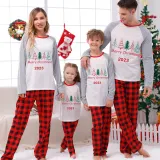 2023 Christmas Matching Family Pajamas Exclusive Merry Christmas Beatiful Tree Red Pajamas Set