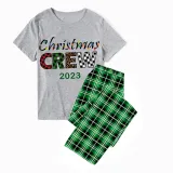 2023 Christmas Matching Family Pajamas Exclusive Design Printed Christmas Crew Green Short Pajamas Set