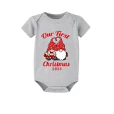2023 Christmas Matching Family Pajamas Our First Christmas Gnomes Gray Short Pajamas Set
