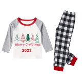 2023 Christmas Matching Family Pajamas Exclusive Merry Christmas Beatiful Tree Black White Plaids Pajamas Set