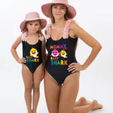 Mommy and Me Bathing Suits Mommy Baby Shark Flower Shoulder Backless Swimsuits