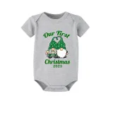 2023 Christmas Matching Family Pajamas Our First Christmas Gnomes Green Pants Pajamas Set