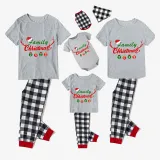 2023 Christmas Matching Family Pajamas Exclusive Design Antler Hat Family Christmas Gray Short Sleeve Pajamas Set