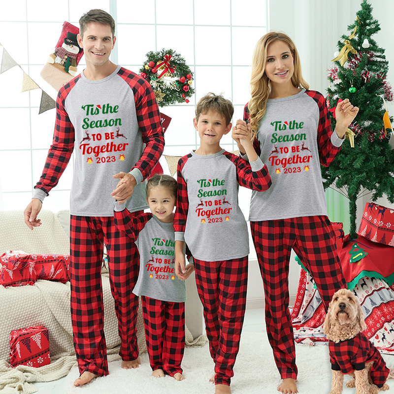 2023 Christmas Matching Family Pajamas Exclusive Design Merry Christmas Season Together White Pajamas Set