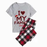 2023 Christmas Matching Family Pajamas Exclusive Design I Love My Family Gray Short Multicolor Pants Pajamas Set