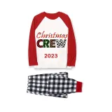 2023 Christmas Matching Family Pajamas Exclusive Design Printed Christmas Crew Black White Plaids Pajamas Set