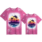 Mommy and Me Matching Clothing Top Flamingo Coconut Tree Mama And Mini Tie Dyed Family T-shirts