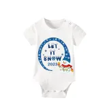 2023 Christmas Matching Family Pajamas Snowman let It Snow Blue Short Pajamas Set
